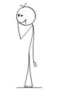 Cartoon of Simple or Idiot Man Standing in Silly Pose