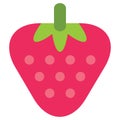 Cartoon simple juicy pink strawberry isolated in white ba