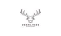 Cartoon simple lines deer long horn head logo design vector icon symbol illustration Royalty Free Stock Photo
