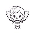 Cartoon simple vector cupid. Flat coloring book design on white