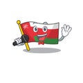 Cartoon Singing flag oman while holding the mic