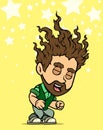 Cartoon singing long haired bearded boy character Royalty Free Stock Photo