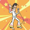 Cartoon singing retro rock star