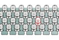 Cartoon single man in a crowd Royalty Free Stock Photo