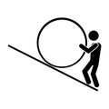 Cartoon sisyphus is pushing for concept design. Vector illustration. stock image.