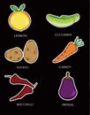 Cartoon six types of vegetables