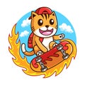 Skateboarder Cat in action illustration design