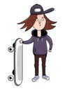 Cartoon skateboarder teenage boy, vector illustration