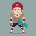 Cartoon skater in red helmet