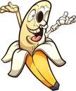 Cartoon skeleton banana with hands up