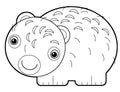 cartoon sketch australian scene with happy and funny wombat on white background - illustration Royalty Free Stock Photo