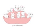 Cartoon sketch the cute cat baby animal Royalty Free Stock Photo