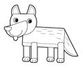 Cartoon sketch drawing australian scene with animal dingo on white background illustration
