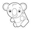 Cartoon sketch drawing australian scene with happy and funny koala on white background - illustration