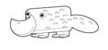 Cartoon sketch drawing australian scene with happy and funny platypus on white background - illustration