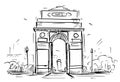 Cartoon Sketch of the India Gate, New Delhi, India