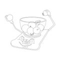 Cartoon sketch kitchen scale weighing apples Royalty Free Stock Photo