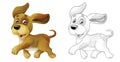 Cartoon sketch scene dog is jumping and looking - artistic style - illustration Royalty Free Stock Photo