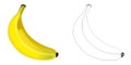 Cartoon sketch scene fruit banana on white background illustration