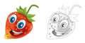 Cartoon sketch scene fruit strawberry looking and smiling illustration