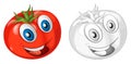 Cartoon sketch scene vegetable smiling and looking tomato illustration