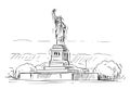 Cartoon Sketch of the Statue of Liberty, New York, United States Royalty Free Stock Photo