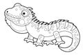 Cartoon sketchbook american happy and funny lizard iguana isolated on white background- illustration Royalty Free Stock Photo