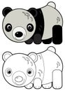 cartoon sketchbook asian scene with panda bear on white background - illustration