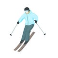 Cartoon skier vector illustration.