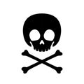 Cartoon skull and bones silhouette. Vector illustration.