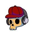 Cartoon skull with Earphones and hat