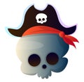 Cartoon skull with pirat hat vector illustration