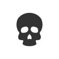 Cartoon skull silhouette. Pirate sign. Holly Roger icon. Death symbol