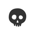 Cartoon skull silhouette with teeth. Pirate sign. Holly Roger icon. Death symbol