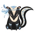 Cartoon skunk indian. Vector illustration of a cute skunk in a headdress with feathers. Drawing animal for children. Zoo