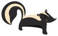 Cartoon skunk. Vector illustration of a skunk. Drawing animal for children. Zoo for kids.