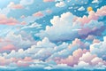 cartoon Sky and Clouds, Beautiful Background