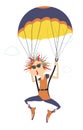 Cartoon skydiver woman illustration