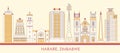 Cartoon Skyline panorama of city of Harare, Zimbabwe