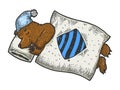 Cartoon sleeping bear sketch engraving vector Royalty Free Stock Photo