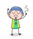 Cartoon Sleepy Grandpa Vector Expression