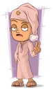 Cartoon sleepy man in pink pajama