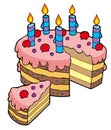 Cartoon sliced birthday cake Royalty Free Stock Photo