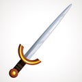 Cartoon slim medieval sword. Knightly weapons. Vector illustration
