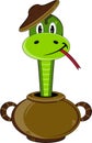 Cartoon Slippery Snake in Pot