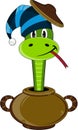 Cartoon Slippery Snake in Pot