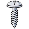 Cartoon Slotted Countersunk Screw Fastener with Sharp Point in Flat Style Royalty Free Stock Photo