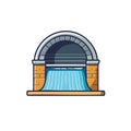 Cartoon sluice gate with flowing water under a brick and stone arch vector illustration Royalty Free Stock Photo