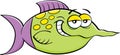 Cartoon sly smiling fish.