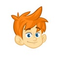 Cartoon small red hair blond boy. Vector illustration of young teenager outlined. Boy head icon.
